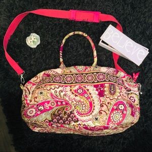 Vera Bradley pink weekender small duffle bag